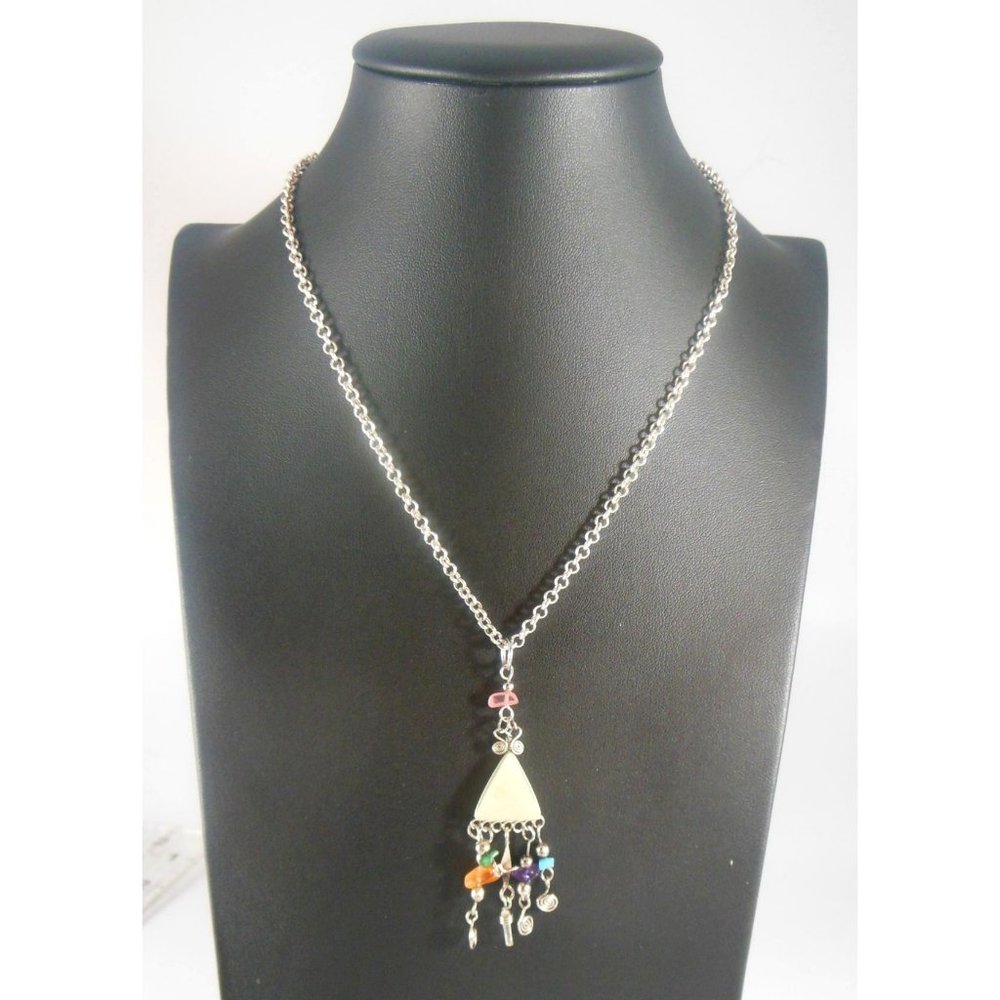 OOAK Handmade Wire Wrapped Stone Pendant Necklace w/ Semi Precious Stone Charms